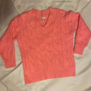 Lucky Brand pink sweater! Soft & comfortable v-neck w/lovely cable knit design.
